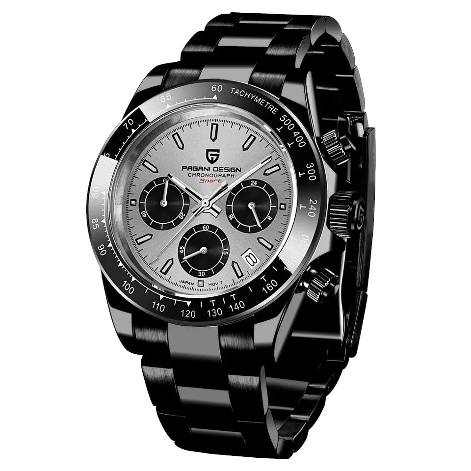 PAGANI DESIGN 1644 Rose Gold Diamond Chronograph Watch — Sapphire, 10BAR