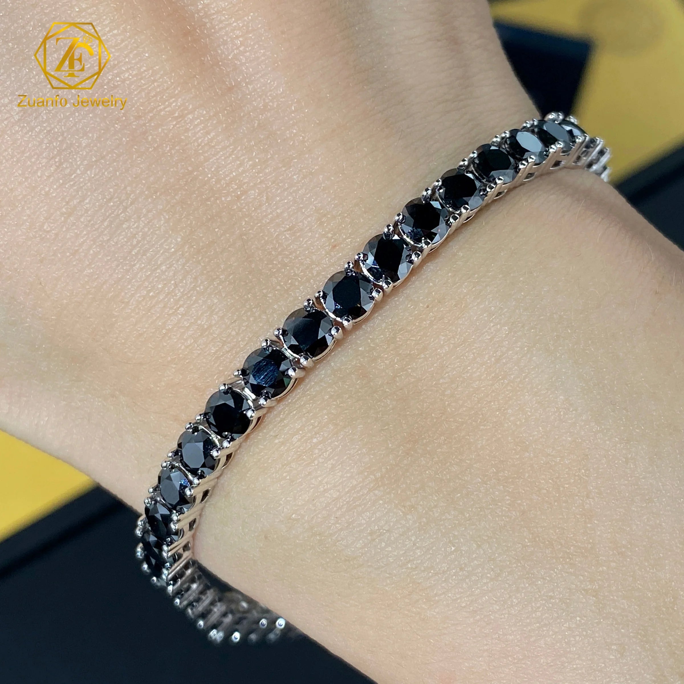 2026 Customizable 925 Sterling Silver Tennis Bracelet Blue-Pink-Yellow-Black-Blue-Green Moissanite Jewelry Gold Plated Gift