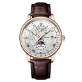 Men's Fashion Leather Oval Quartz Watch — 40mm, Day/Date, 3BAR