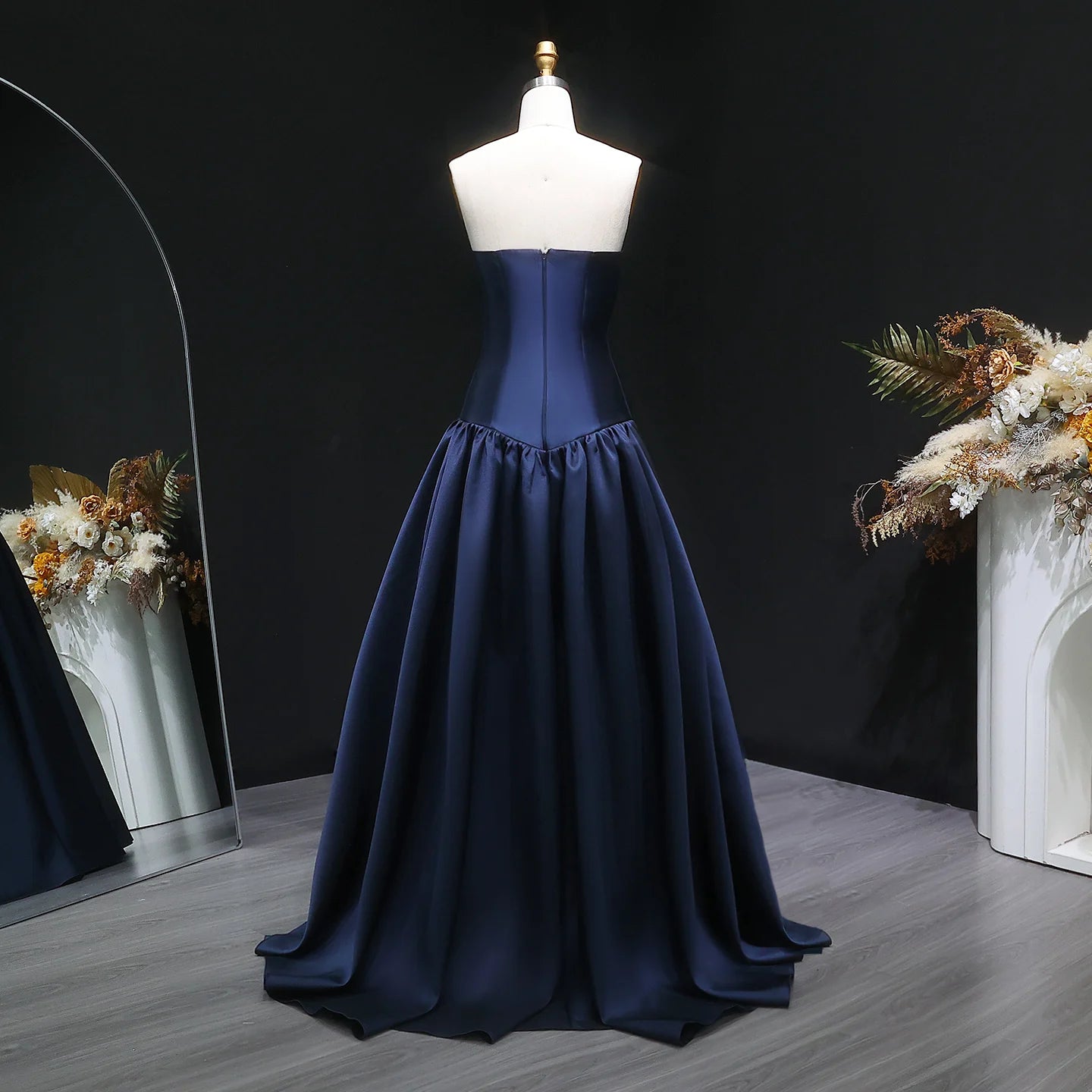 Sharon Said SF480 Strapless Navy Blue Evening Dress with A-Line for Wedding Formal Party Gown Prom Gowns Guest No Stock