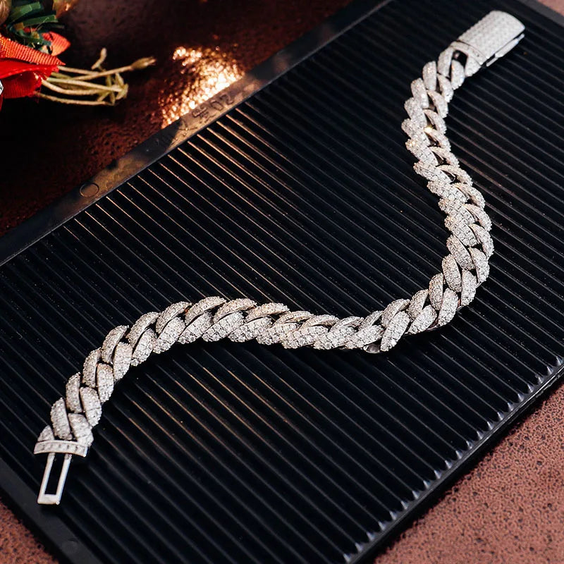 Miami Cuban Link 7-24 Inches Moissanite Diamond Chains Cuban Link Bracelet 925 Moissanite Chain Iced Out Jewelry Bracelet Men