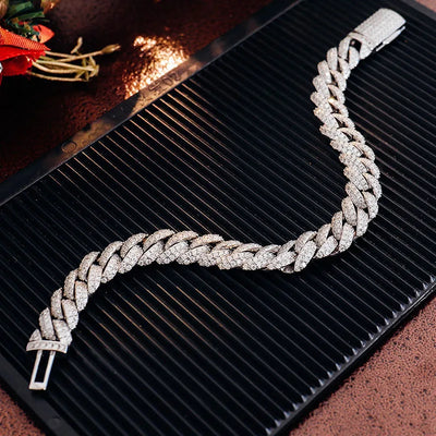 Miami Cuban Link 7-24 Inches Moissanite Diamond Chains Cuban Link Bracelet 925 Moissanite Chain Iced Out Jewelry Bracelet Men