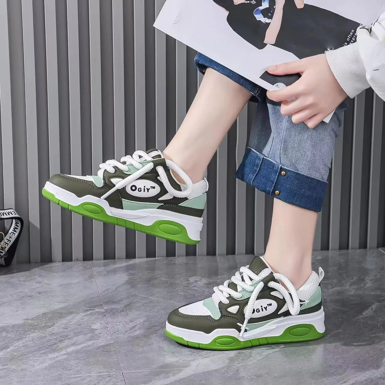 Panda Height Increasing Thick Sole Board Shoes