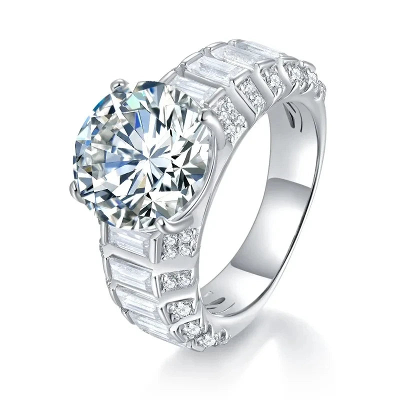 5CT Moissanite Ring New Design 925 Sterling Silver Jewelry Ring Round GRA Certified Round Brilliant Moissanite