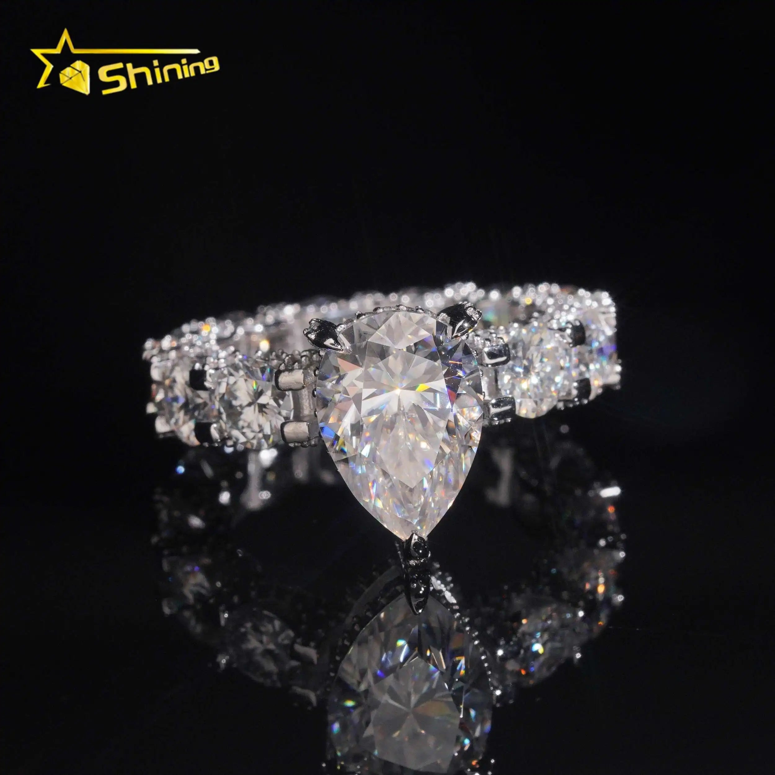 US Warehouse Pass Diamond Tester 925 Silver Fine Jewelry 5ct Pear Cut Wedding Engagement Ring Moissanite Women Ring