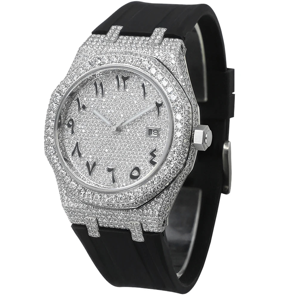 Exclusive Iced Out Moissanite Watch — VVS Clarity, Sapphire, Square Case