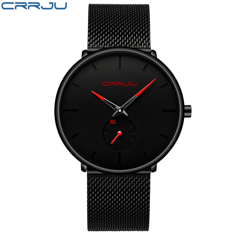 CRRJU 2150 Gold Ultra-Thin Oval Quartz Watch — 40mm, Auto Date, 3BAR