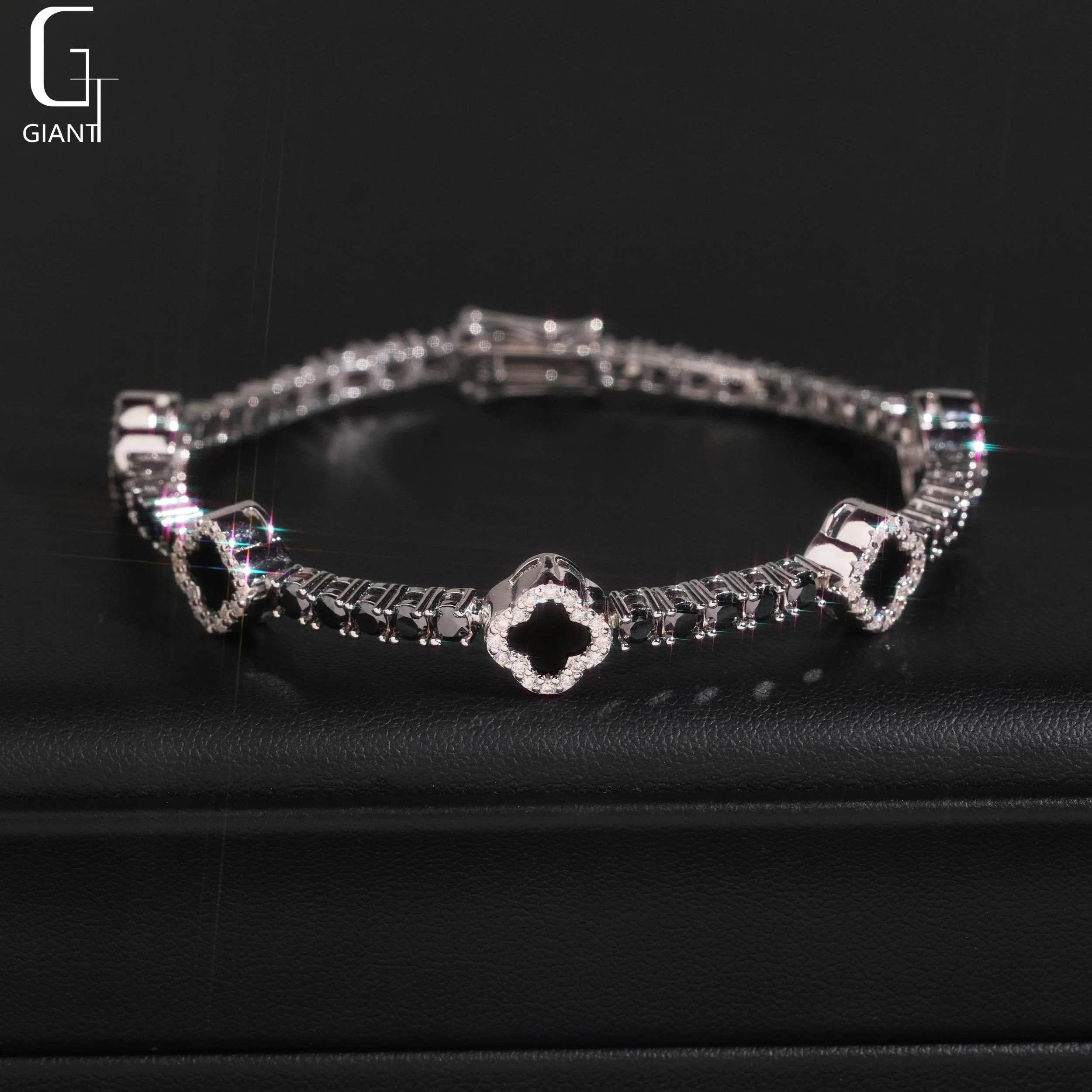 US Stock Pass Diamond Test VVS Moissanite Tennis Chains 925 Silver Tennis Bracelet Four Leaf Clover Moissanite Tennis Chains GRA