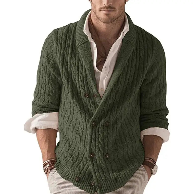Men Sweater Cardigans Knitted Long Sleeve Spring Man Business  Turtleneck Cardigan Sweaters Double Breasted