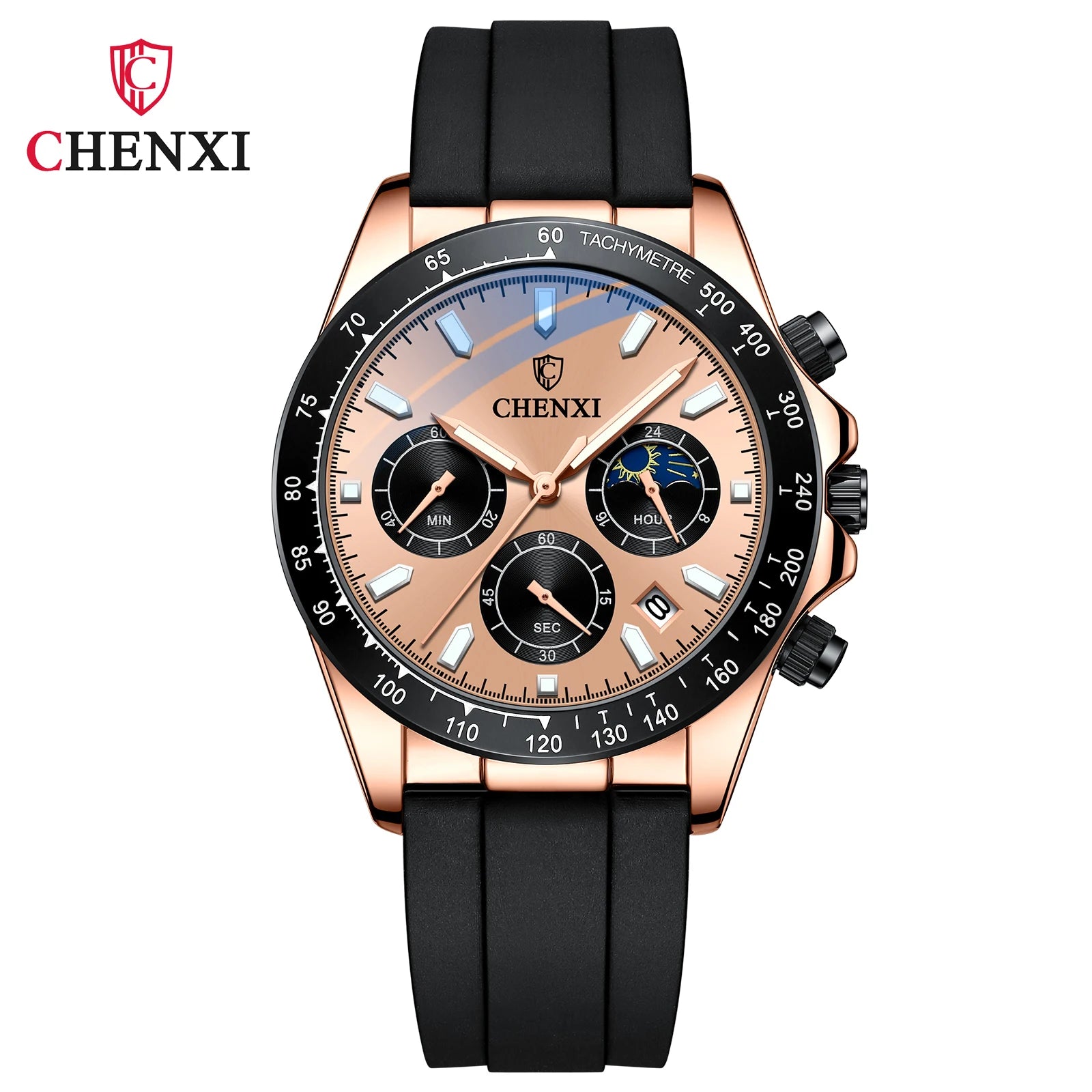 CHENXI 958 Japan Quartz Sport Watch — 39mm Oval, Silicone, Luminous