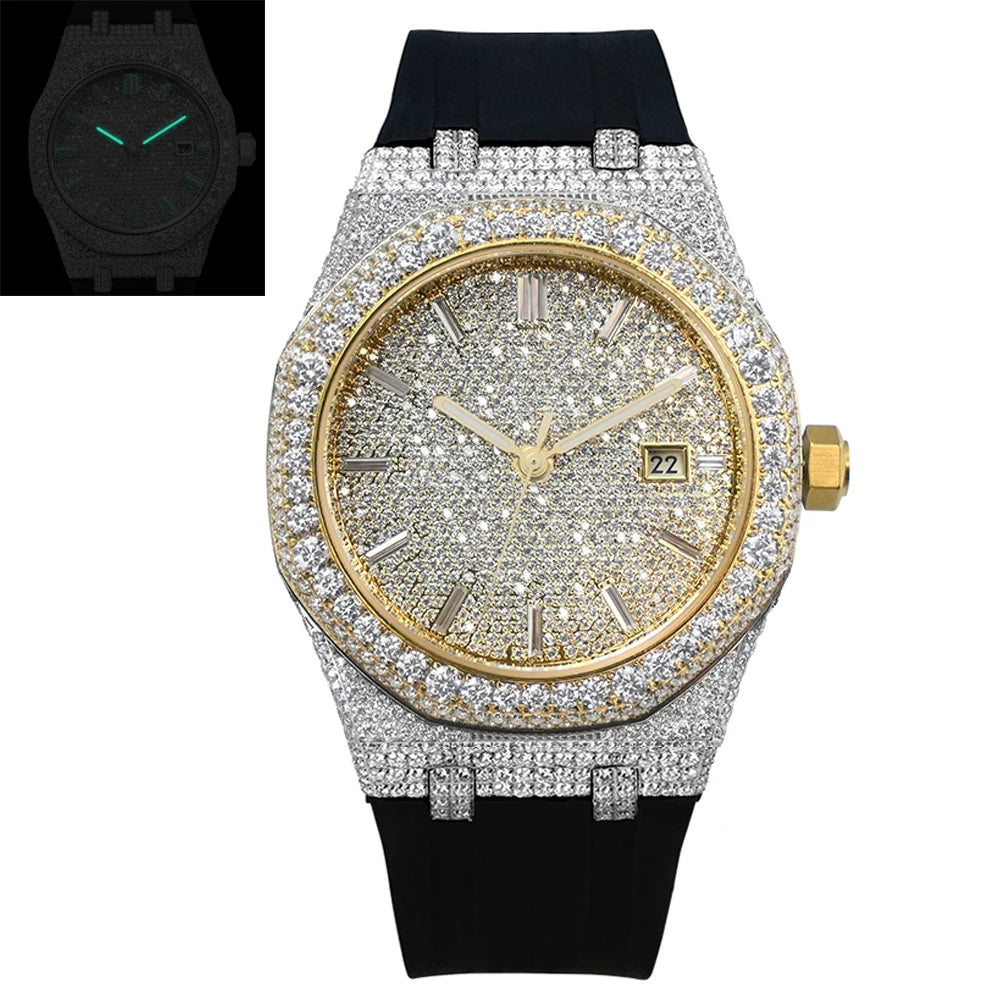 VVS Moissanite Iced Out Square Watch — Sapphire Glass, Custom Band