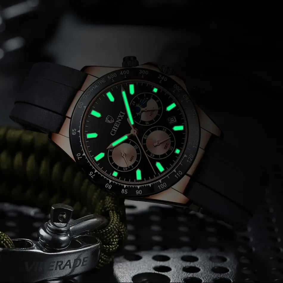CHENXI 958 Japan Quartz Sport Watch — 39mm Oval, Silicone, Luminous