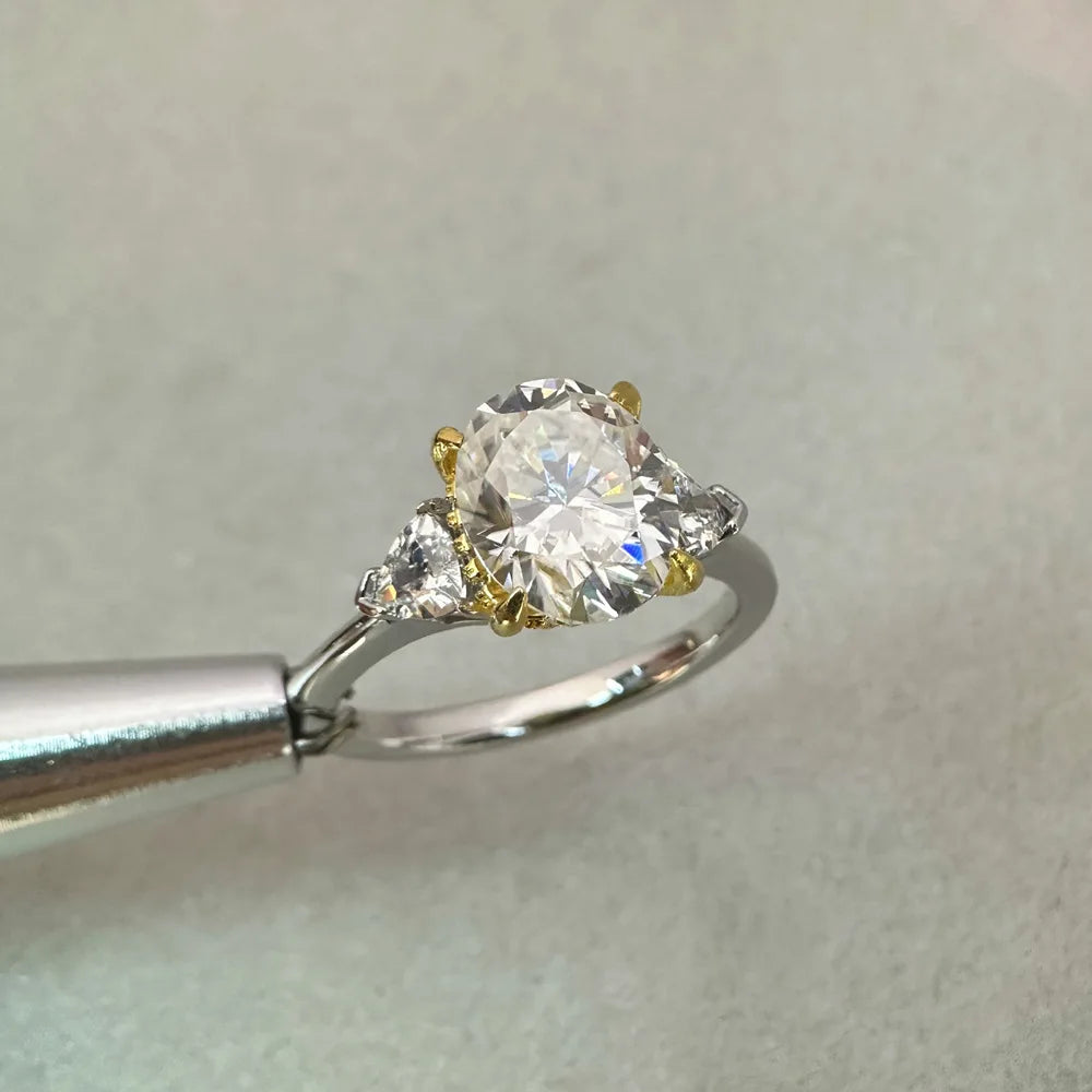 MuShan Jewelry Factory 3ct Pigeon Egg Moissanite 925 Sterling Silver Women's Ring European American Light Luxury Party 8 10