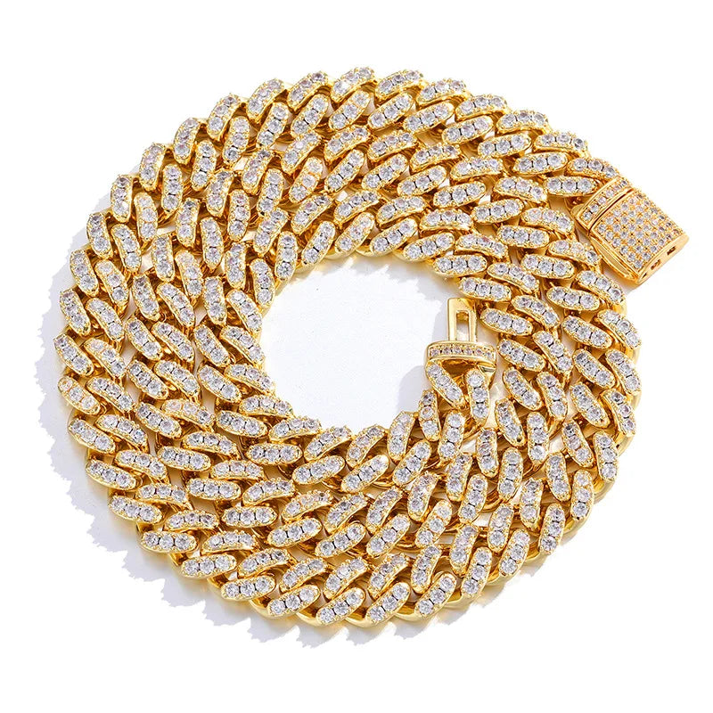 Wholesales VVS1 D Color Moissanite Necklace Hip Hop Jewelry 925 Silver 10MM 12MM 13MM Iced Out Cuban Link Chain Moissanite