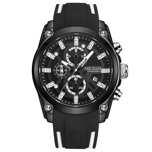 MEGIR 2144 Chronograph Sport Watch — 46.5mm, Japan Quartz, Silicone