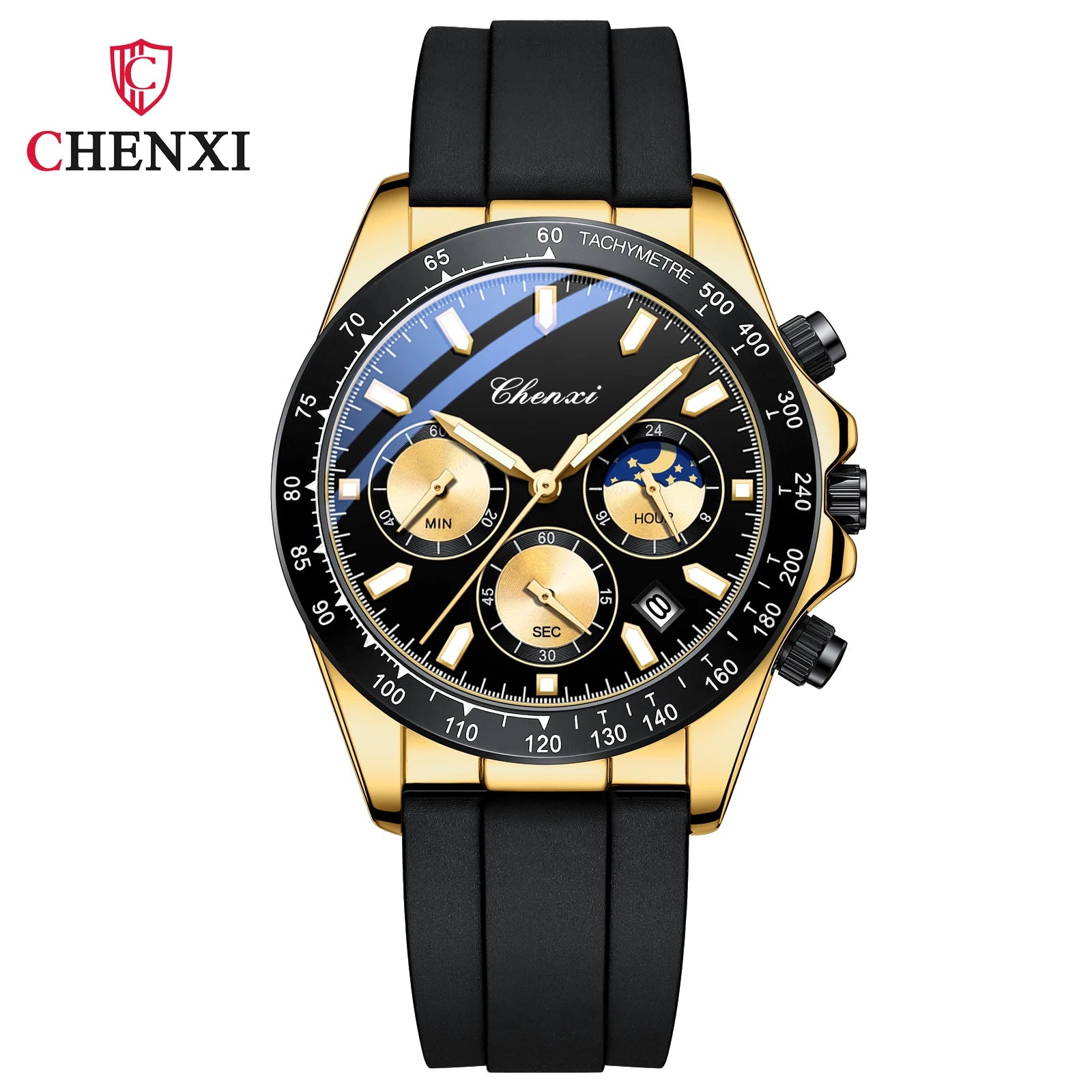 CHENXI 958 Japan Quartz Sport Watch — 39mm Oval, Silicone, Luminous