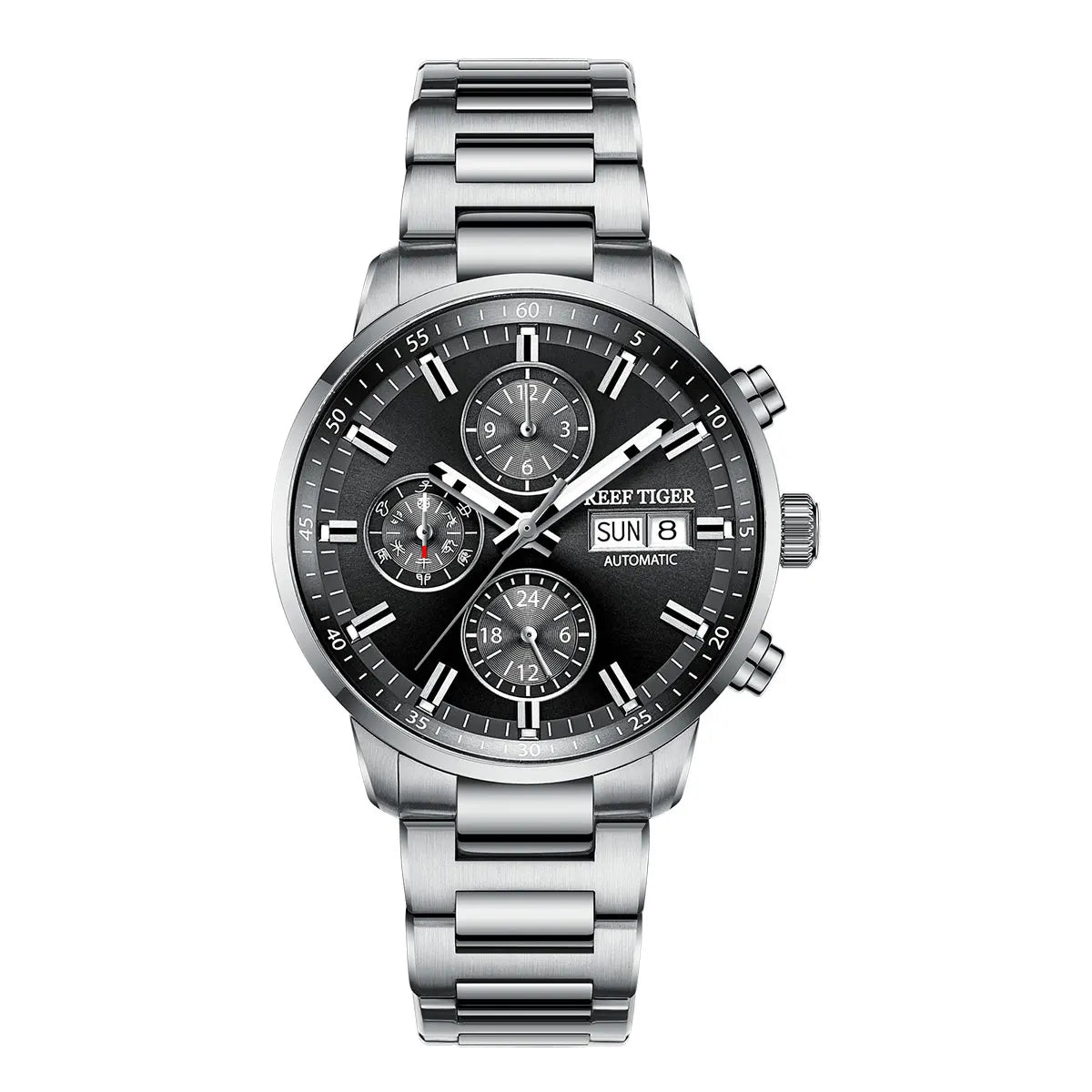 Reef Tiger Blue Chronograph Automatic Watch — Sapphire, 10BAR, 40mm