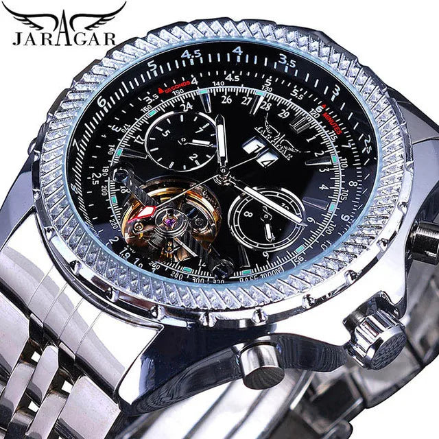Jaragar Luxury Oval Automatic Watch — 45mm, Japan Movement, Day/Date