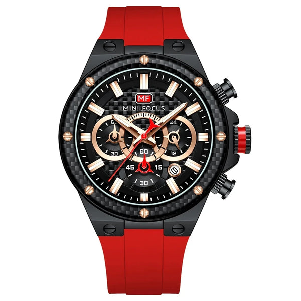 Mini Focus MF0468G Sport Quartz Watch — 44.5mm, Silicone, 3BAR