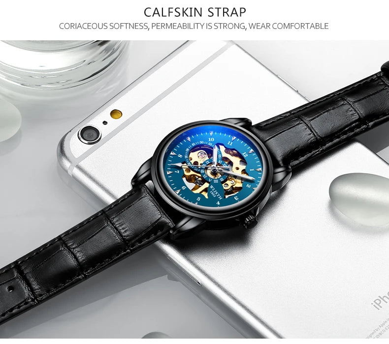 Men's Quartz Watch with Leather Strap — 40mm, Luminous, Folding Clasp