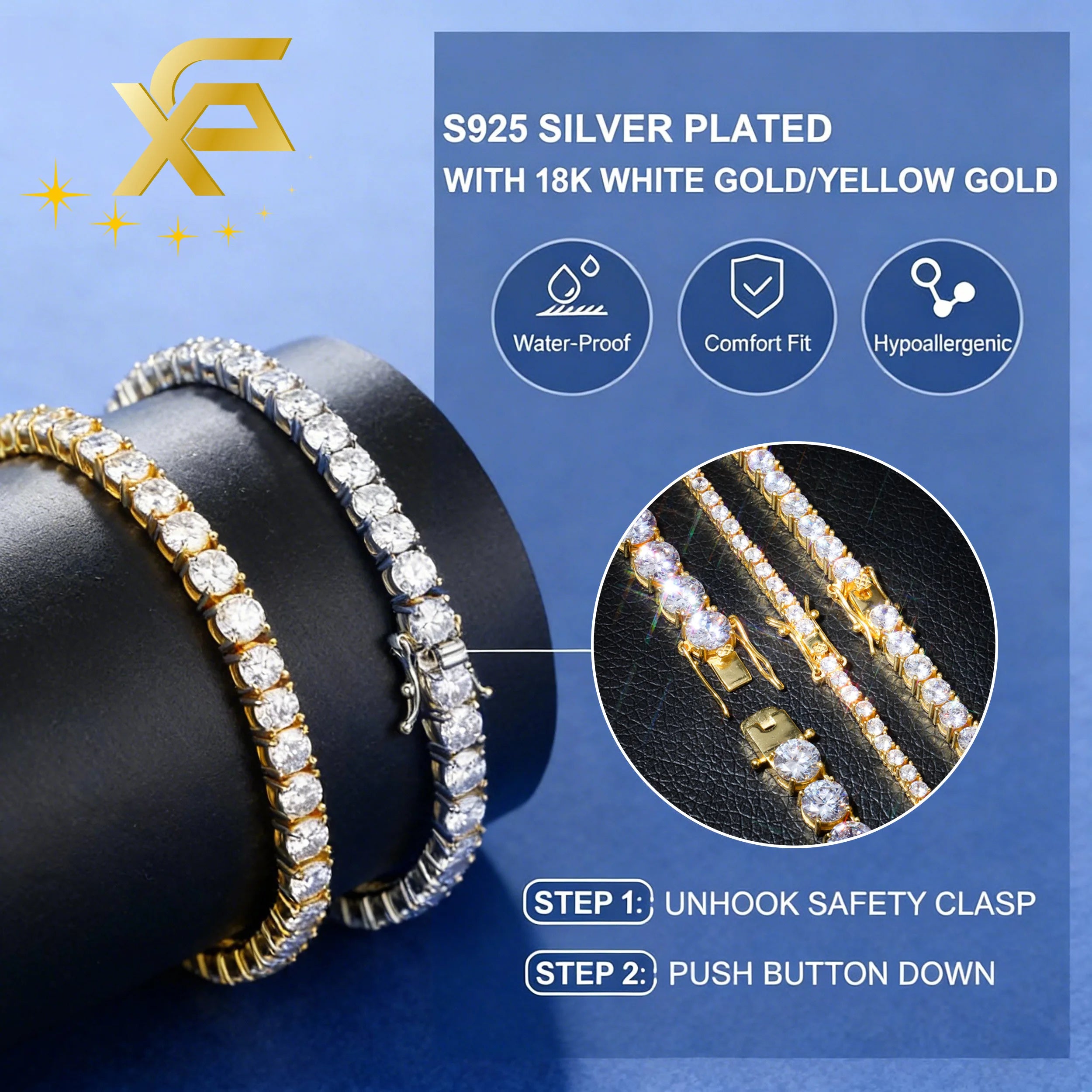 Lowest Price Moissanite Tennis Bracelet 2mm-6.5mm in Stock 925 Silver Men Women Hip Hop Bracelet VVS Moissanite Tennis Bracelet