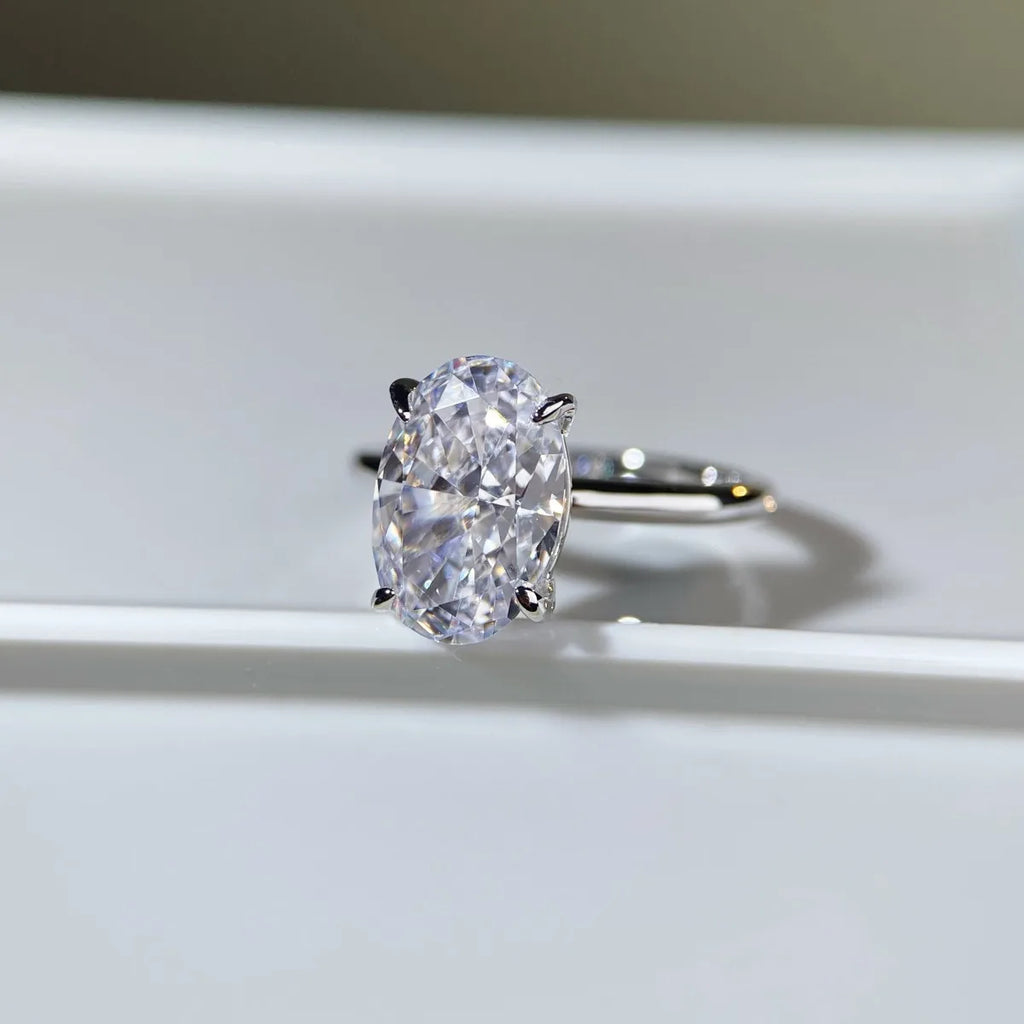 Classic Oval Cut 4.5CT Prog Setting Engagement Moissanite Ring Jewelry S925 Sterling Silver Moissanite Ring