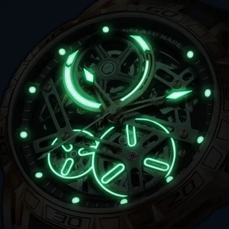 Gelatu 6015 Automatic Skeleton Watch — 45mm, Sapphire, 5BAR, Leather