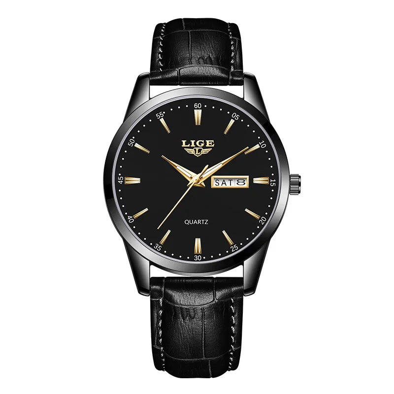 LIGE LG8970 Chronograph Quartz Watch — 39mm, Leather, 3BAR