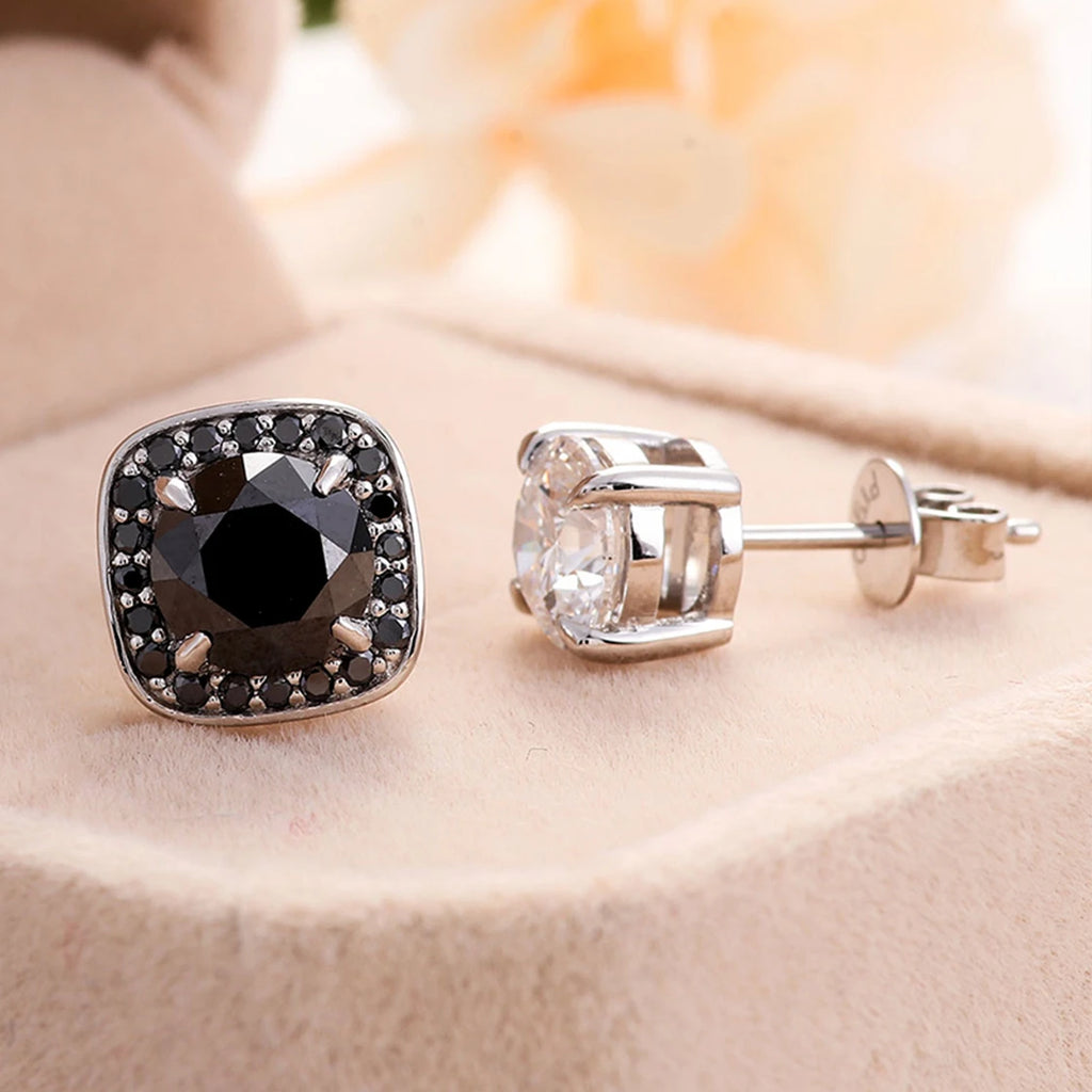 2CT Black Lab Created Diamond Stud Earrings Round Brilliant Cut in 18K 14K White Gold for Women Men Daily Wear Minimalist Design