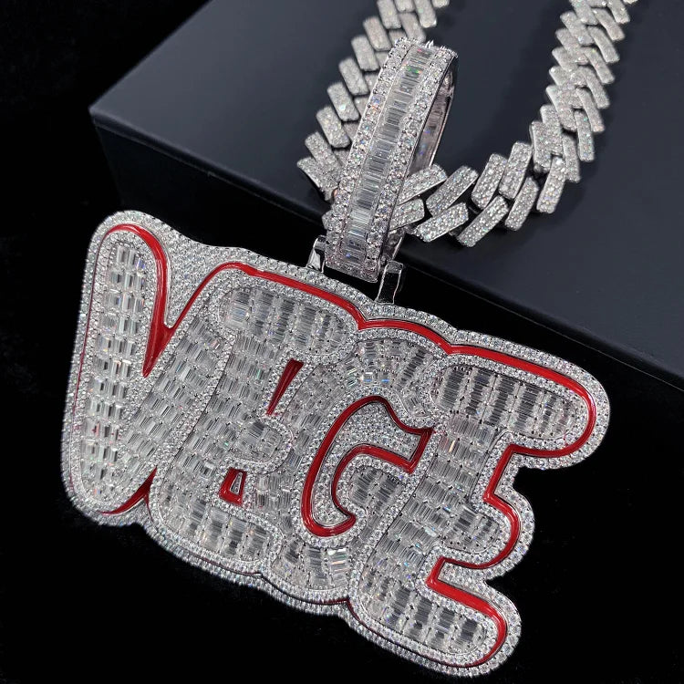 Hot Selling 925 Sterling Silver Moissanite Pendant Fully Iced Rapper Charms Custom VVS Name Letter Hip Hop Style
