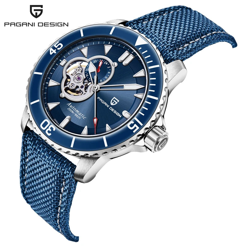PAGANI DESIGN NH39A Automatic Men's Watch — Blue Dial, 100BAR Rated