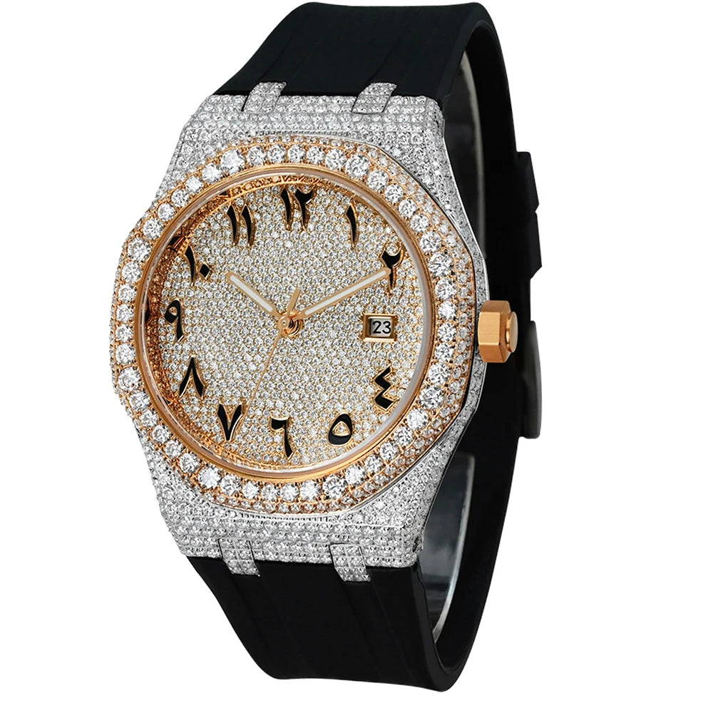 Exclusive Iced Out Moissanite Watch — VVS Clarity, Sapphire, Square Case