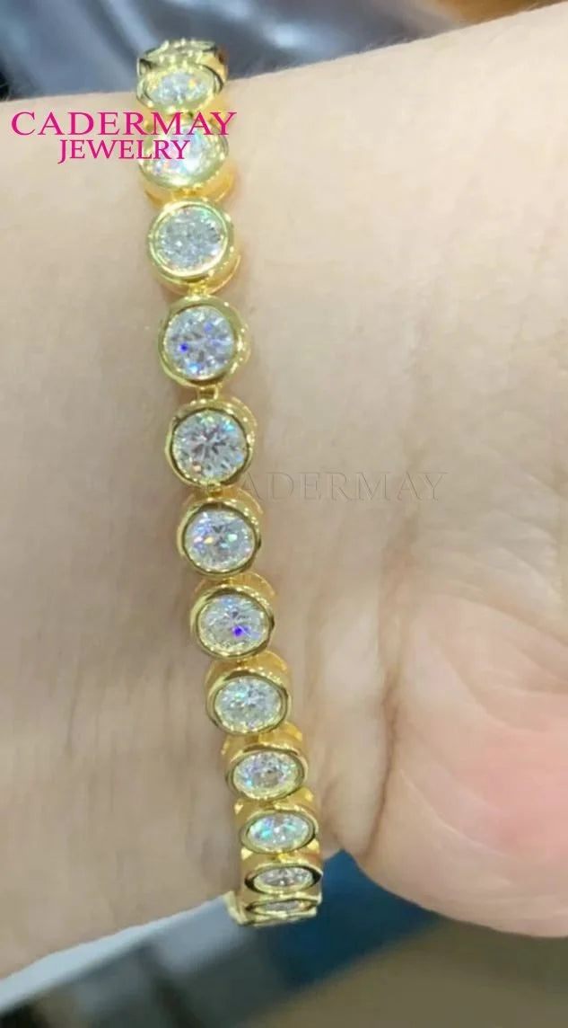 Bezel Moissanite Tennis Bracelet 925 Sterling Silver 3mm 4mm 5mm Trendy Hip Hop Jewelry Iced Out  Diamond Tennis Bracelets
