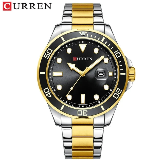 CURREN 8388 Gold Business Quartz Watch — 45mm, Day/Date, Luminous