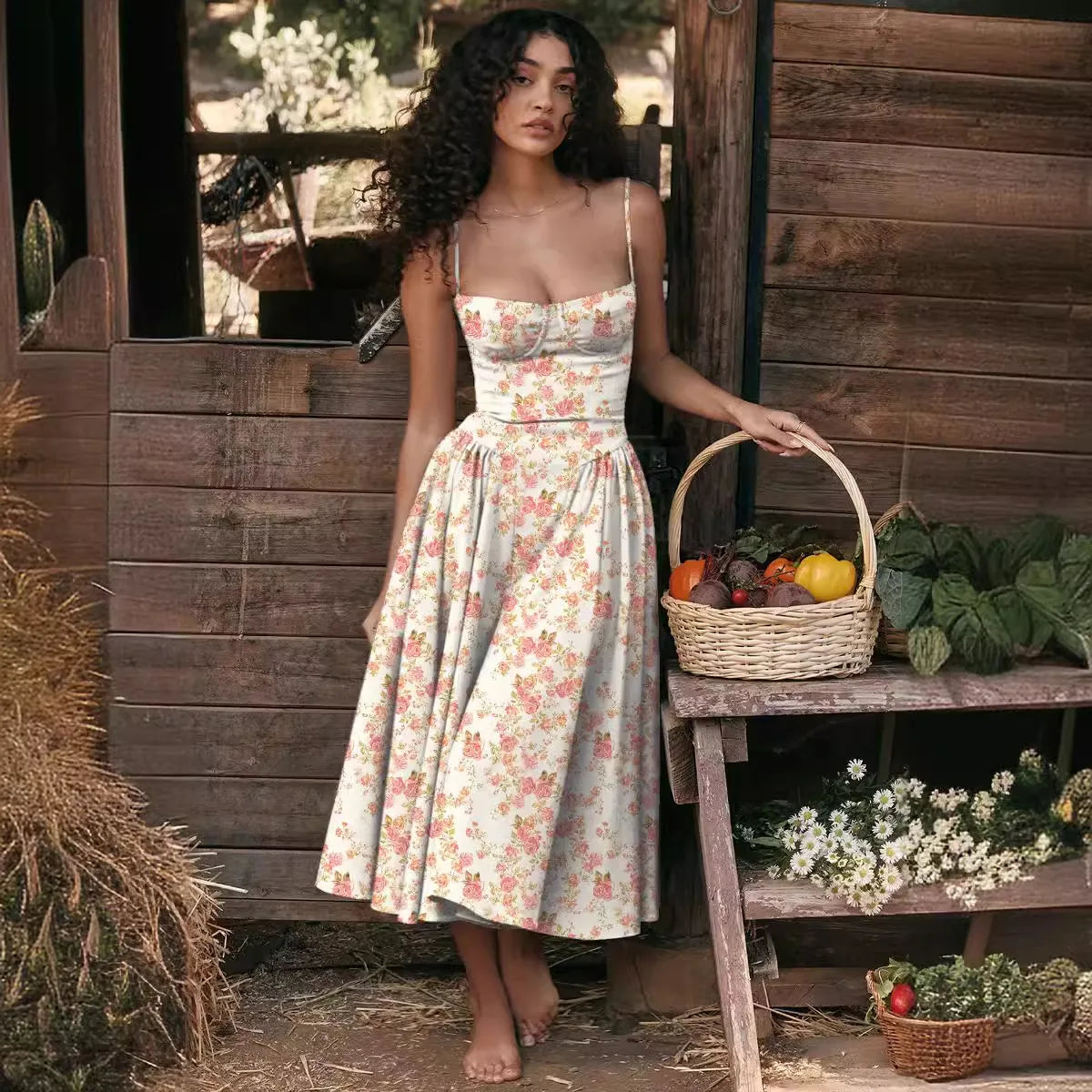 Satin Floral Cut-Out Maxi Dress