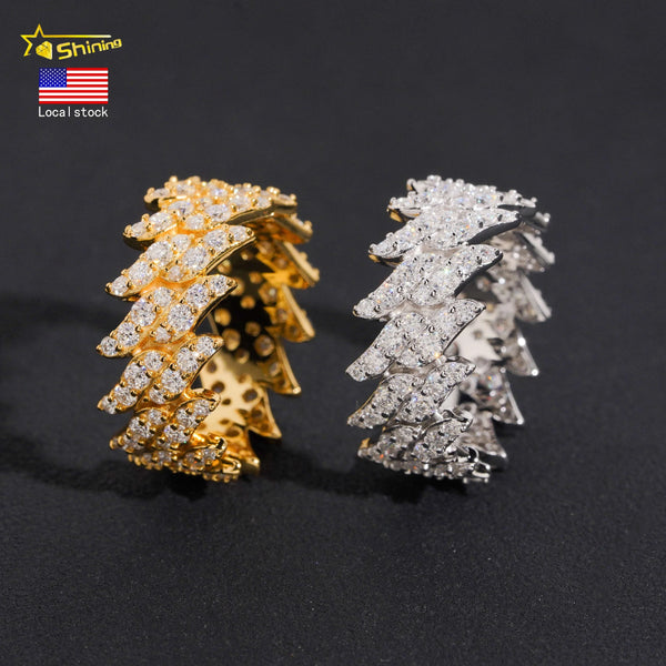 US Warehouse Stocks Pass Diamond Tester 925 Silver Hip Hop Jewelry Band Ring Vvs1 Moissanite Men Ring