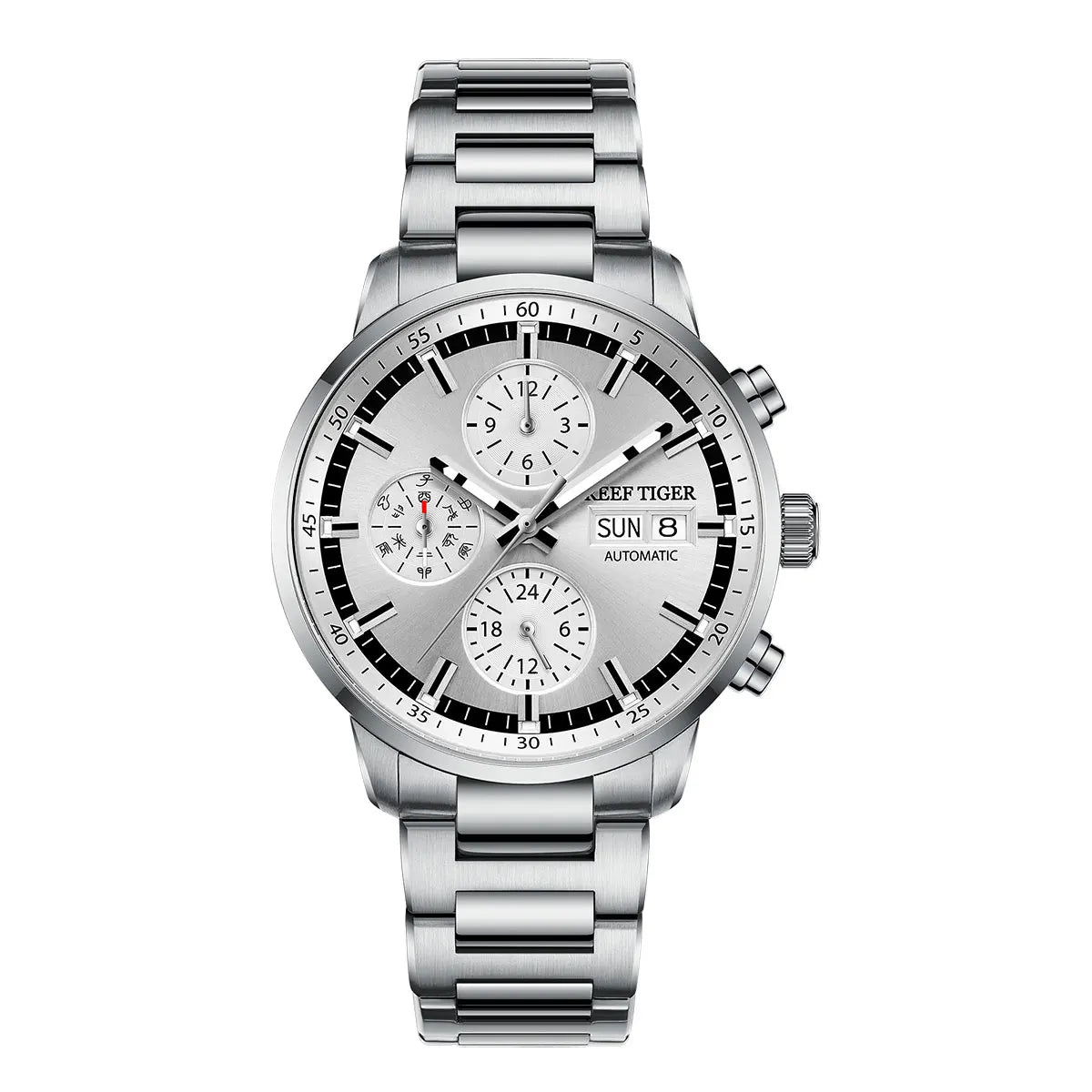 Reef Tiger Blue Chronograph Automatic Watch — Sapphire, 10BAR, 40mm