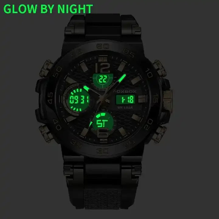 FB0033 Fashion LCD Double Display Wristwatch Luminous Sport Quartz Digital Watch Waterproof Men Clock Relogio Masculino
