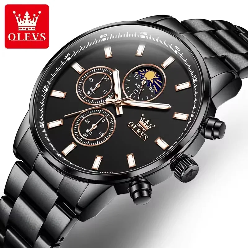 Custom Wrist Watch Watches 2902 Men Original Chinese Quartz OLVES Golden Blue Design Chronograph Watch