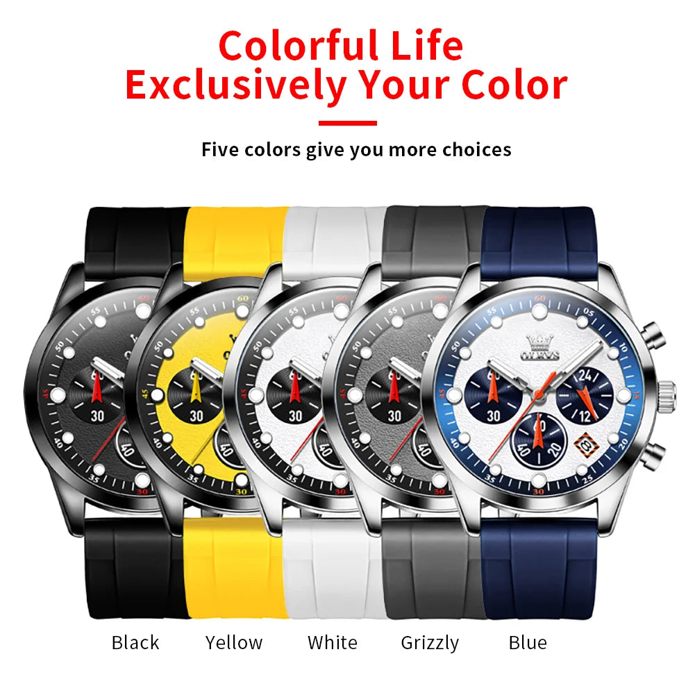 OLEVS 5602 Luminous Quartz Watch — Auto Date, Power Reserve Display