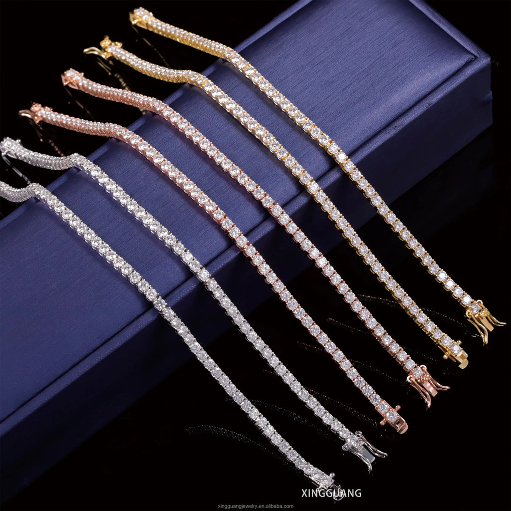 Lowest Price Moissanite Tennis Bracelet 2mm-6.5mm in Stock 925 Silver Men Women Hip Hop Bracelet VVS Moissanite Tennis Bracelet