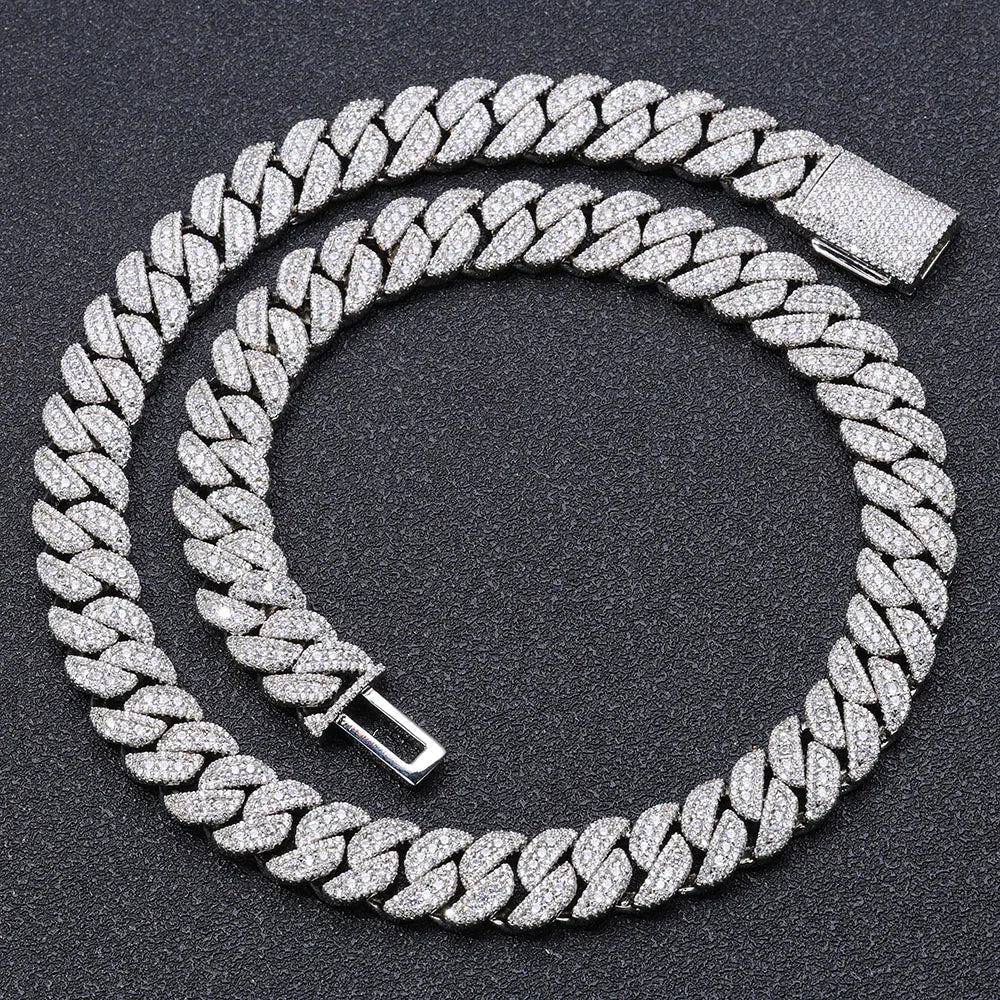 Wholesales VVS1 D Color Moissanite Necklace Hip Hop Jewelry 925 Silver 10MM 12MM 13MM Iced Out Cuban Link Chain Moissanite
