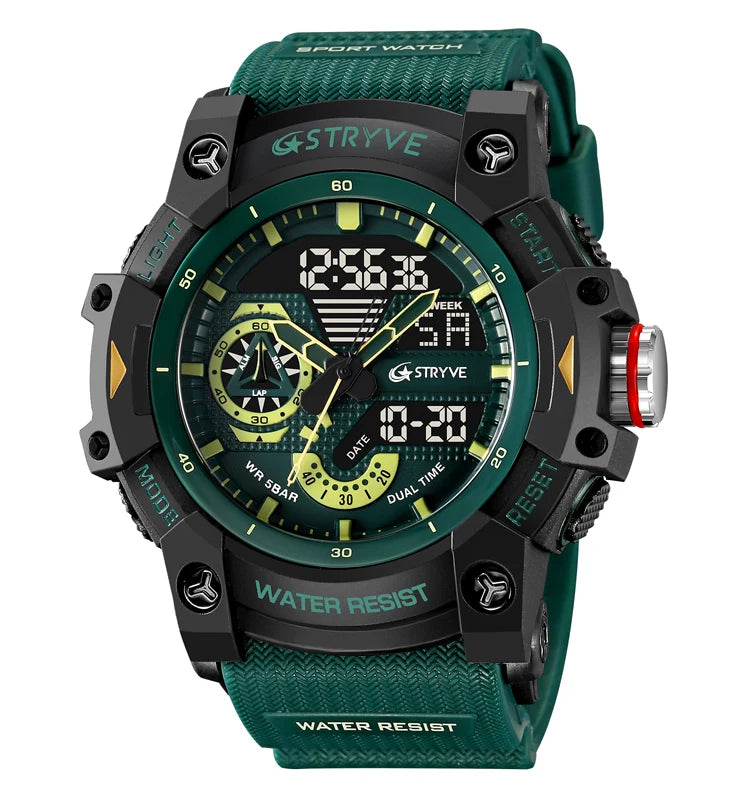 STRYVE LED Digital Watch — 52.5mm, Transparent, 5BAR, Alarm, Stopwatch