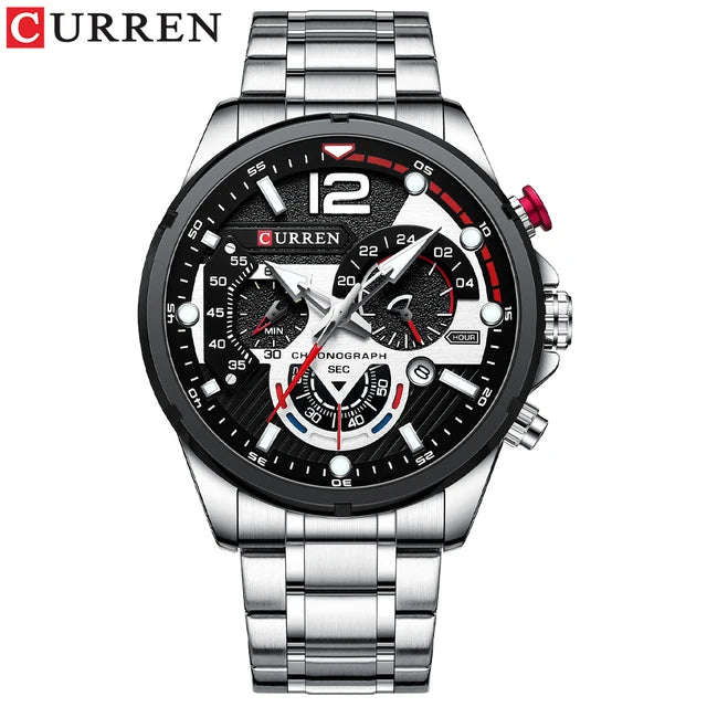 CURREN 8395 Chronograph Sport Watch — 45mm, Luminous, Shock Resistant