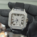 Hip Hop Square Moissanite Watch — Automatic, Leather Strap, Sapphire