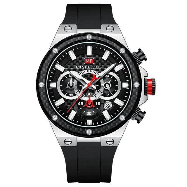 Mini Focus MF0468G Sport Quartz Watch — 44.5mm, Silicone, 3BAR