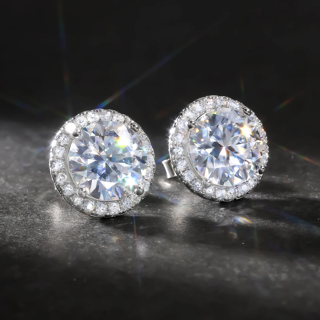 Luxury Moissanite Stud 1ct VVS 925 Sterling Silver Men Women Jewelry Flower Cluster Halo Diamond Earrings With GRA Certificate