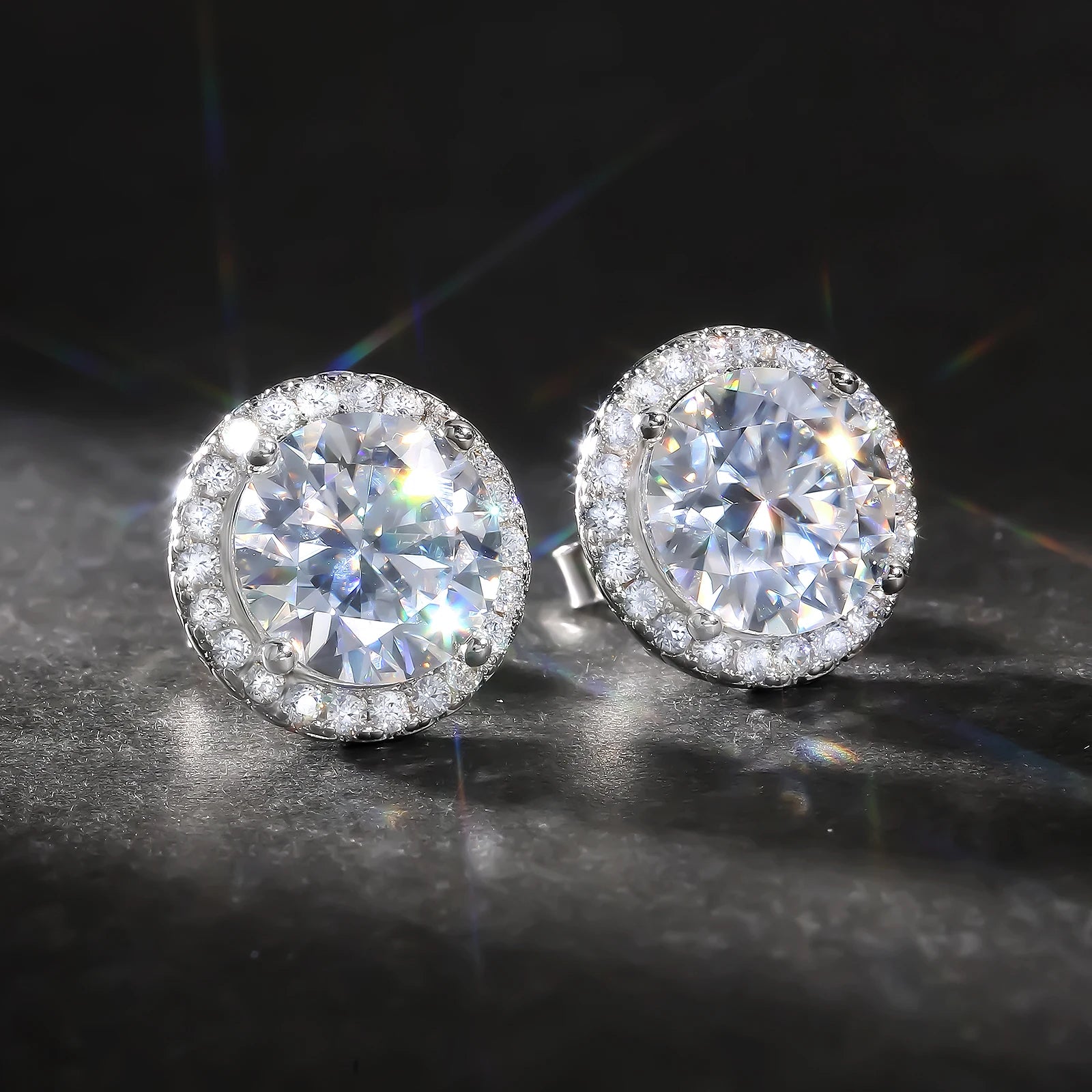 Luxury Moissanite Stud 1ct VVS 925 Sterling Silver Men Women Jewelry Flower Cluster Halo Diamond Earrings With GRA Certificate