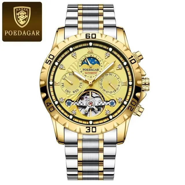 POEDAGAR 1412 Automatic Business Watch — 43mm, Stainless, Luminous