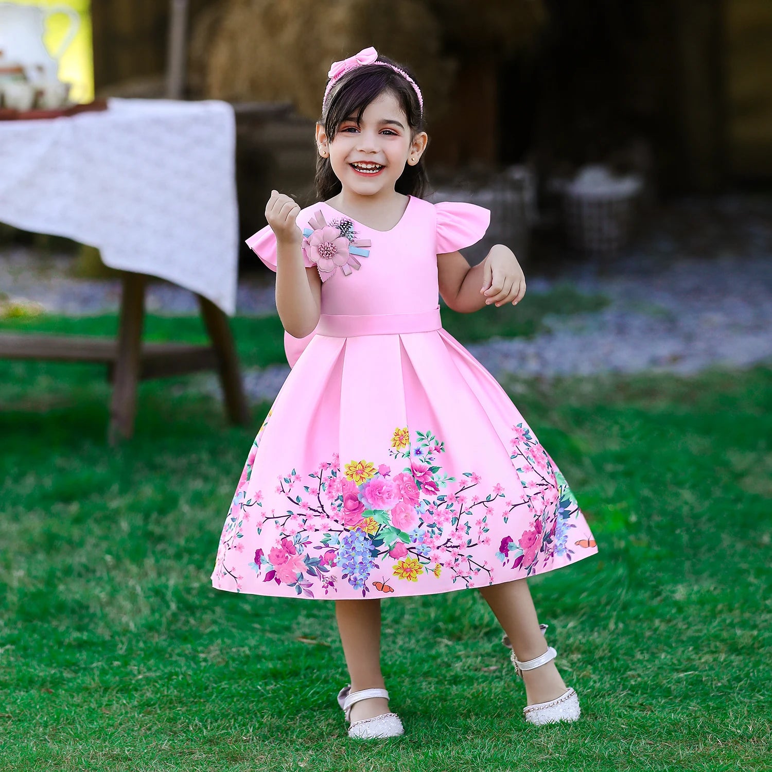 Kids Floral Summer Birthday Princess Dress
